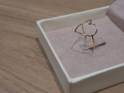 ANEL DE CORAÇÃO VAZADO, FINO, DELICADO, ARO 15, EM OURO 18K