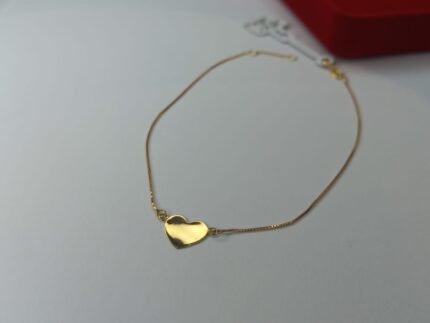 PULSEIRA FEMININA DE CORAÇÃO, DELICADA, MALHA VENEZIANA, 20CM COM REDUÇÃO NO 18.5CM, EM OURO 18K