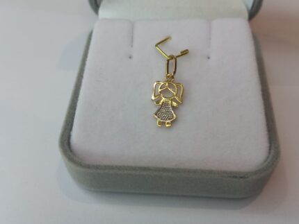 PINGENTE DE MENINA COM OURO BRANCO, PEQUENA, 1.8CM DE ALTURA CONTANDO DA ARGOLA, EM OURO 18K