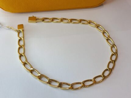 PULSEIRA UNISSEX MODELO GRUMET, ALONGADOS OCADOS, 0.5MM X 21.5MM, EM OURO AMARELO 18K